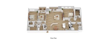 A floor plan of a house with labeled rooms.