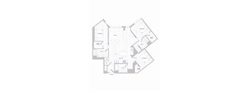 A floor plan of a house with labeled rooms such as bedrooms, a living room, a kitchen, a bath, and a laundry closet.