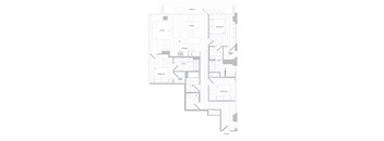 A floor plan of a house with labeled rooms such as bedroom, bathroom, and living room.