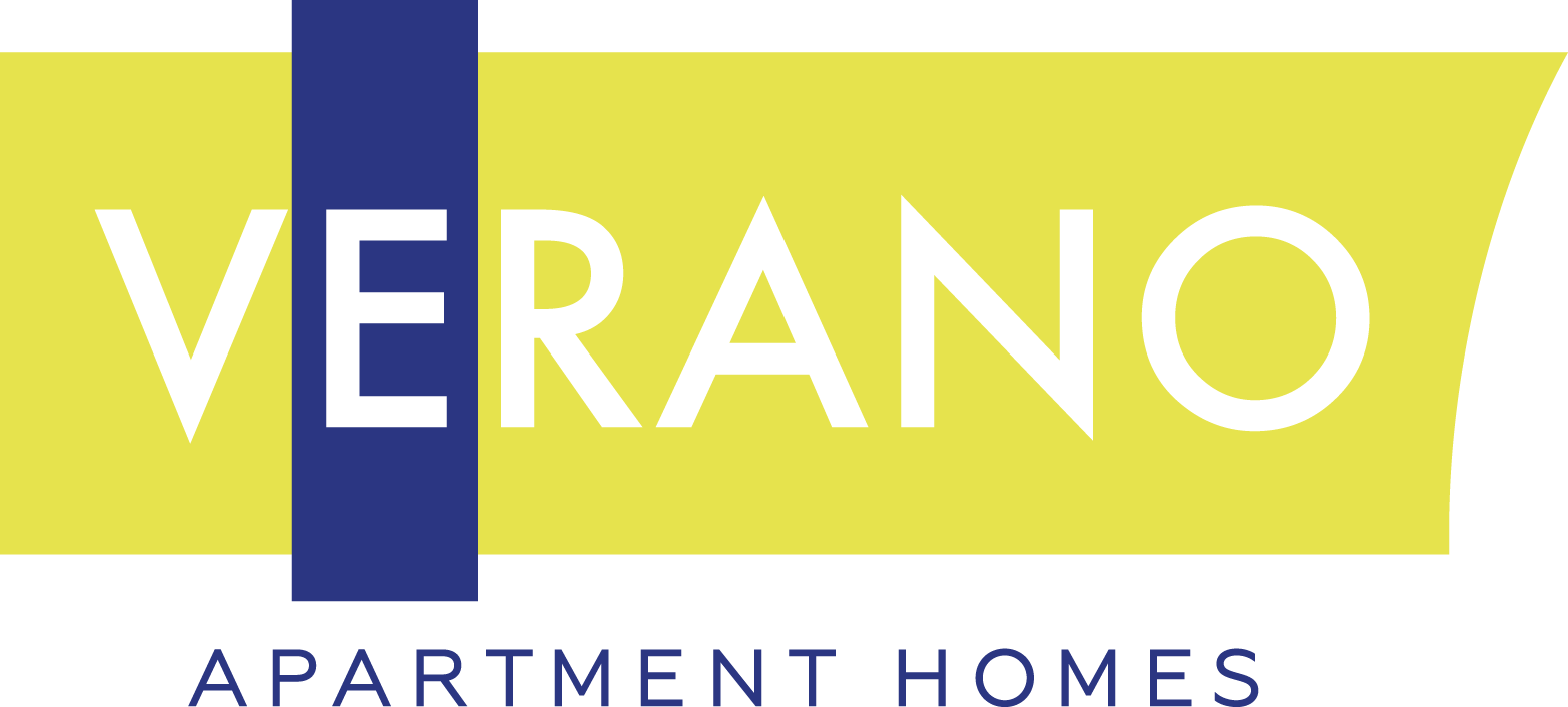 the logo apartment homes with a yellow and blue flag