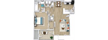 bedroom floor plan an open concept living room and bedroom with a fireplace and a balcony