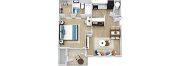 a drawing of a 1 bedroom apartment at the crossings at white marsh apartments in white marsh,