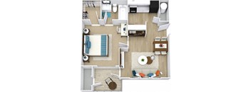 a drawing of a 1 bedroom apartment at the crossings at white marsh apartments in white marsh,