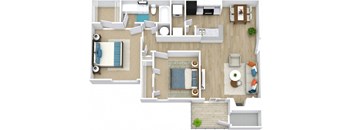 a bedroom floor plan is shown with a bed in the closet and a living room in the