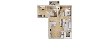 a floor plan of a house with a bedroom and a living room