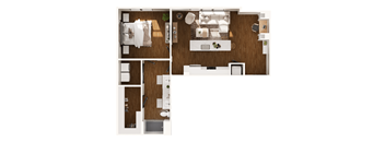 a floor plan of a home with a bedroom and a living room