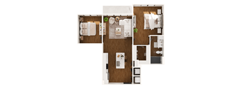 a floor plan of a house with a bedroom and a living room