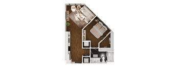 a floor plan of a room with a bedroom and a bathroom