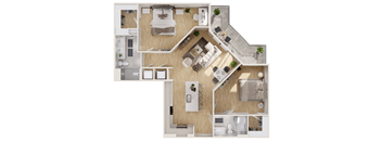 a floor plan of a house with a bedroom and a living room