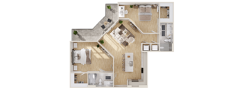a floor plan of a home with a bedroom and a living room