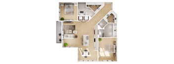 a floor plan of a house with a bedroom and a living room