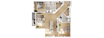 arial view of a bedroom floor plan of a house