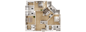 a floor plan of a house with a wood floor