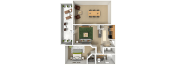 A series of images showing different layouts of a room with a dining table, chairs, and a sofa.
