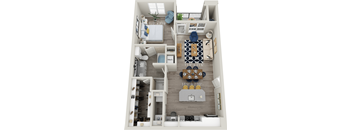 A6 - Luxury one bedroom apartment with living room kitchen with island bathroom with bathtub walk in closet and patio with storage