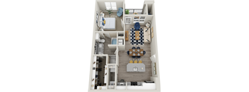 A7 - Luxury one bedroom apartment with living room kitchen with island bathroom with bathtub walk in closet and patio with storage