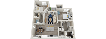 B3 - Luxury two bedroom apartment with living room kitchen with island laundry room two bathrooms with bathtub and shower walk in closet and patio with storage