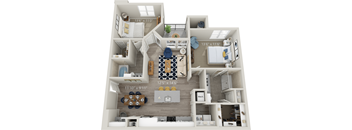 B4 - Luxury two bedroom apartment with living room kitchen with island laundry room two bathrooms with bathtub and shower two walk in closets and patio with storage