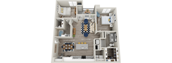 B7 - Luxury two bedroom apartment with living room kitchen with island laundry room two bathrooms with bathtub and shower walk in closet and patio with storage