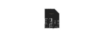 A black and white floor plan of a one bedroom apartment.