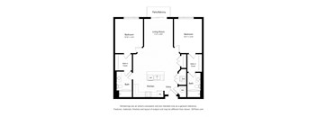 A black and white drawing of a house layout.