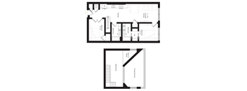A black and white floor plan of a house with labeled rooms.
