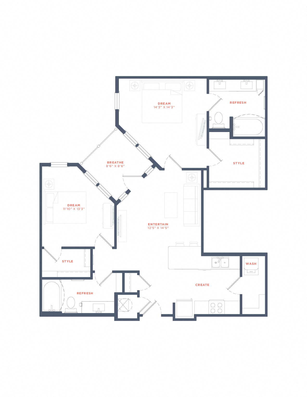 A floor plan of a house with labeled rooms.