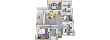 a floor plan of a 3 bedroom apartment
