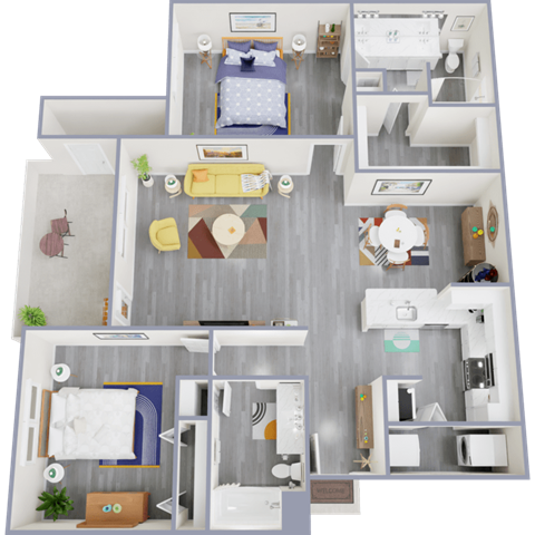 a floor plan of a 3 bedroom apartment