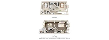 a stylized image of a 2nd floor and a 1st floor floor plan