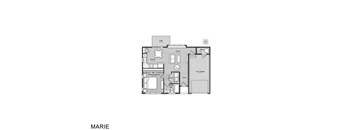 A floor plan of a house layout with the name MARIE written below it.