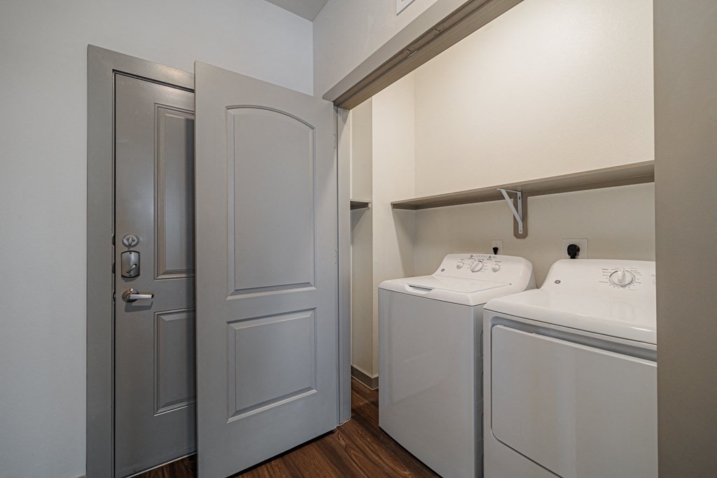 a washer and dryer in a laundry room