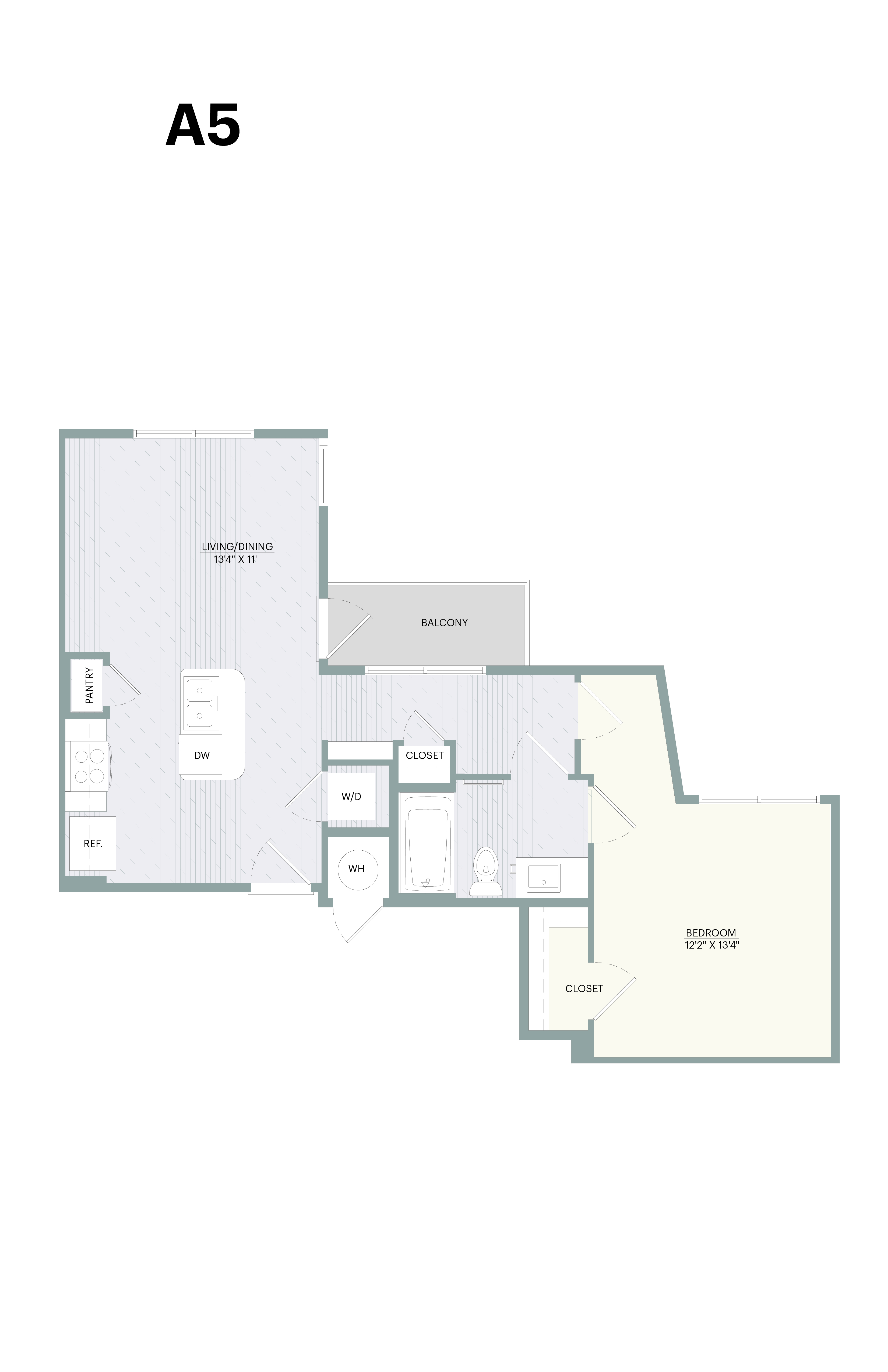 A5 floor plan with labeled rooms.