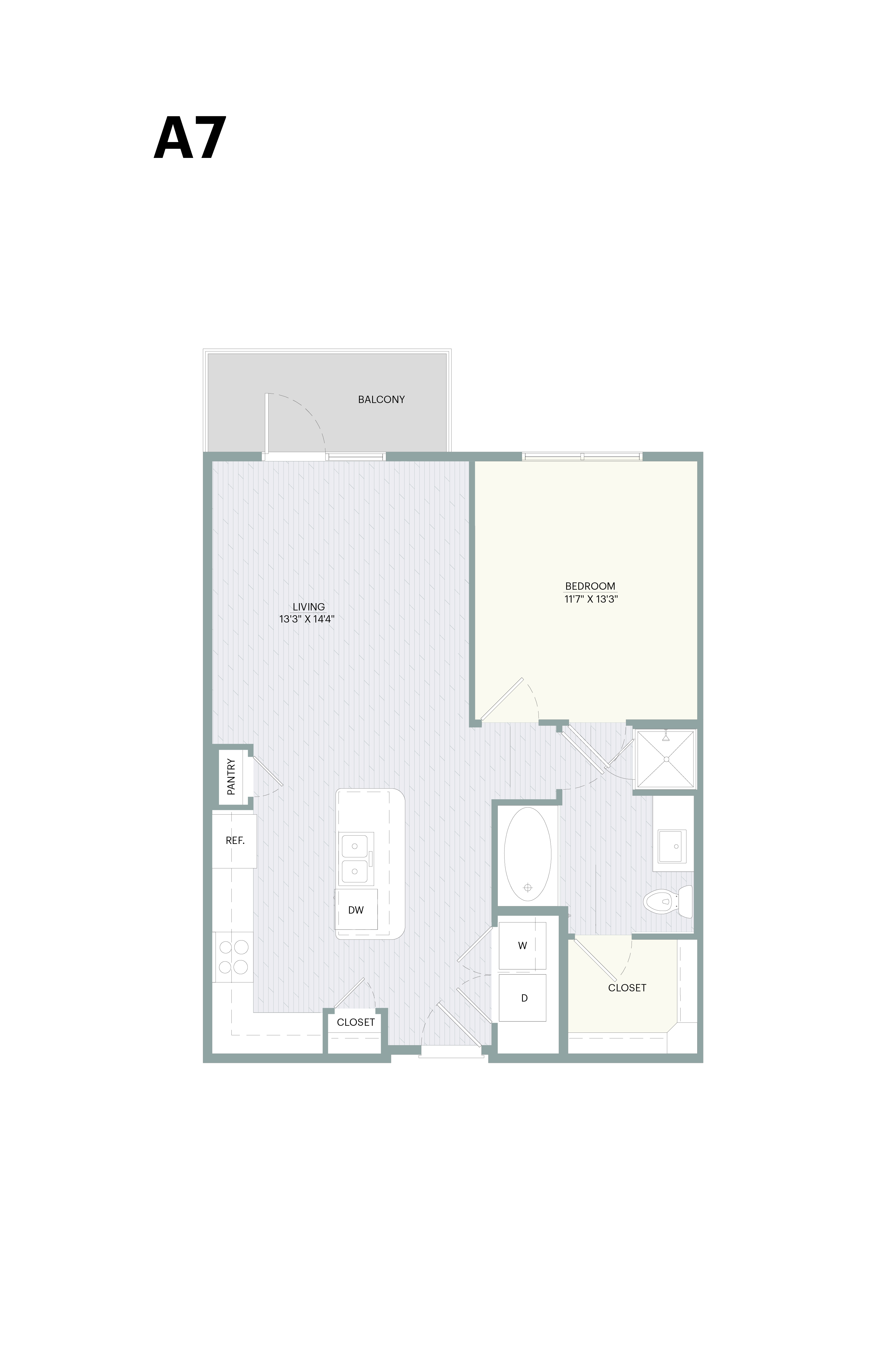 A7 floor plan with labeled rooms.