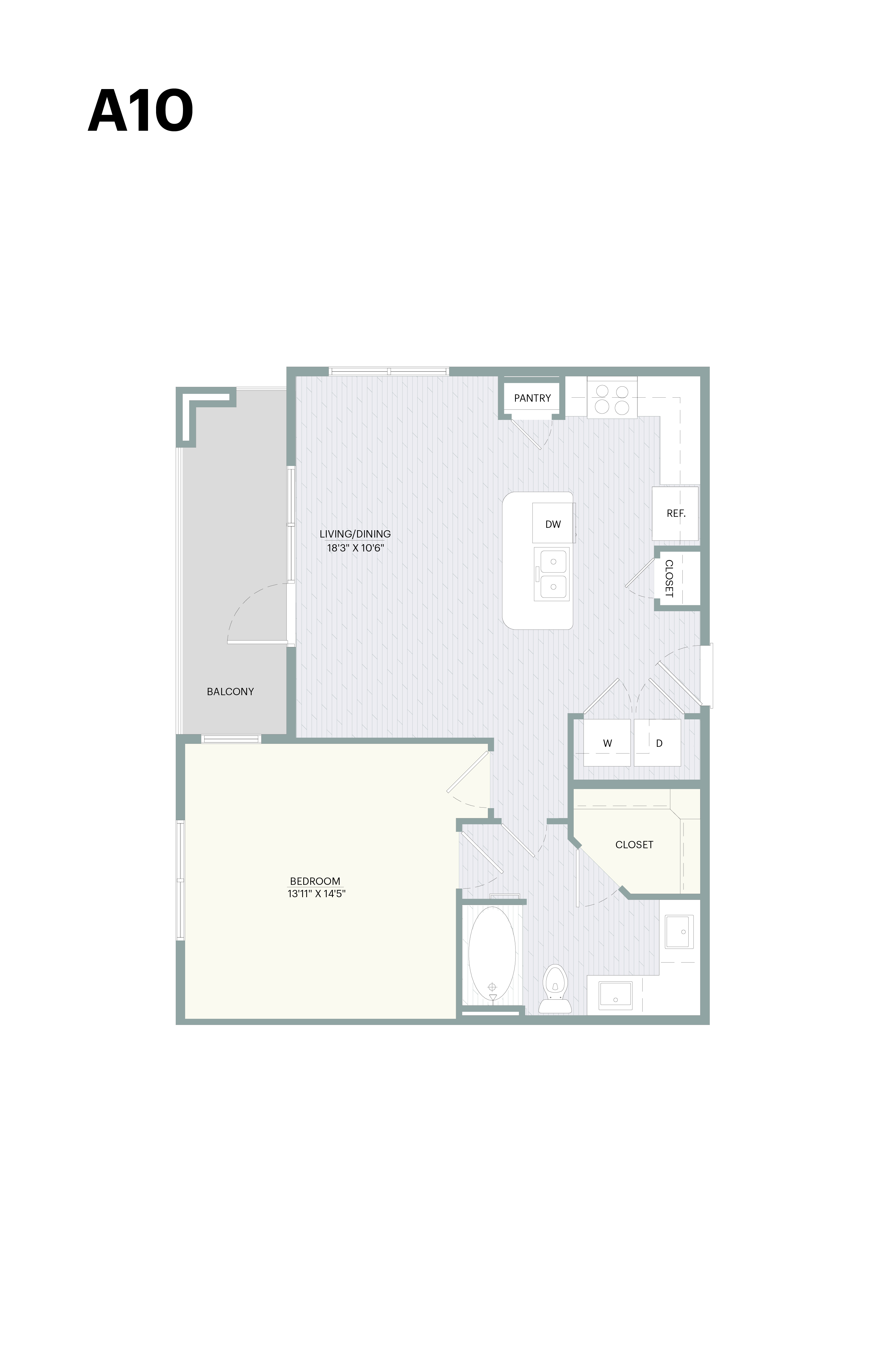 A10 is a floor plan of a house with a living room, kitchen, dining room, and bedroom.