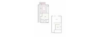 A floor plan of a house with a balcony, two bedrooms, and a bathroom.