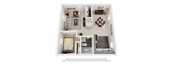 a 1 bedroom floor plan with a bathroom and a living room