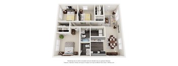 a 3d floor plan of a 1 bedroom192 sq ft house