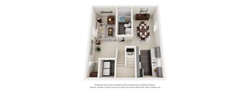 a 3d floor plan of a studio apartment