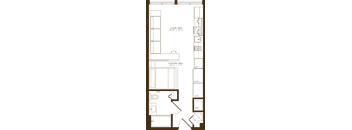 A floor plan of a house with a living area of 13'x13'5" and a sleeping area.