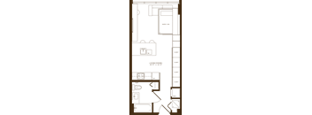 A floor plan of a house with a living room, dining room, kitchen, and three bedrooms.