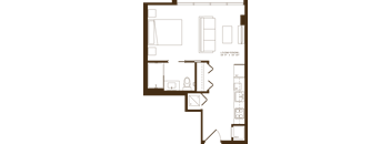 A floor plan of a living and dining area that is 19 feet by 10 feet.