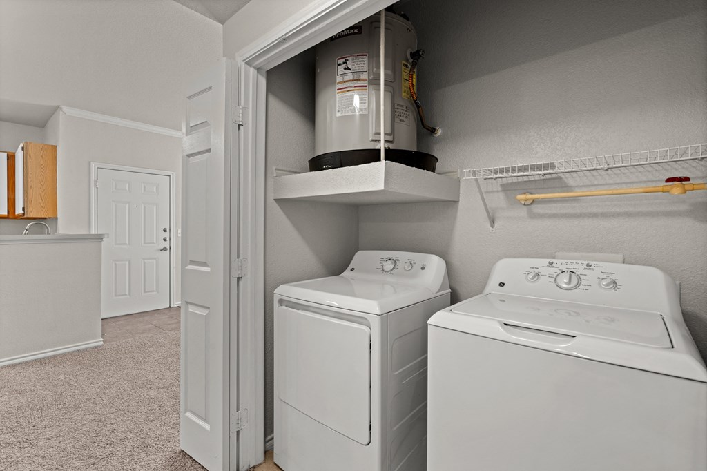 our apartments have a washer and dryer and a laundry room