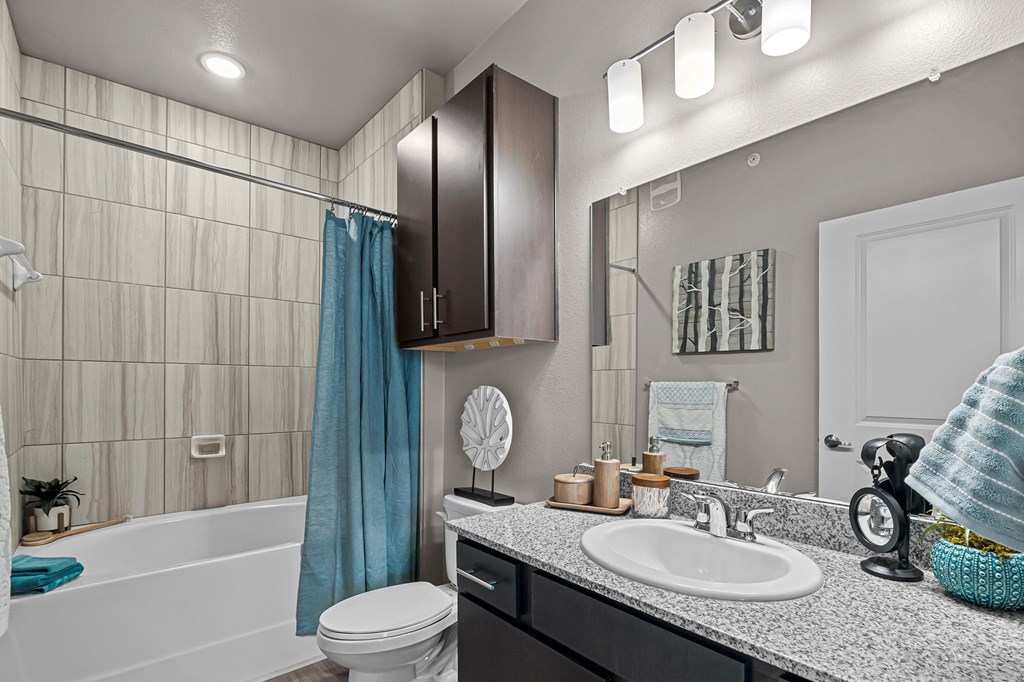 a bathroom with a sink and a toilet and a tub