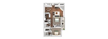 bedroom floor plan an in 3d