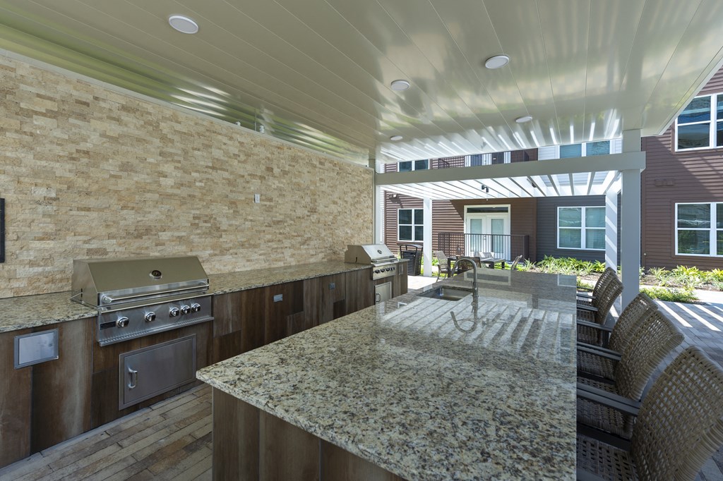 Outdoor kitchen with grills