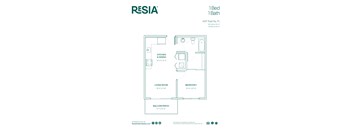 A floor plan for a 1 Bed 1 Bath apartment.