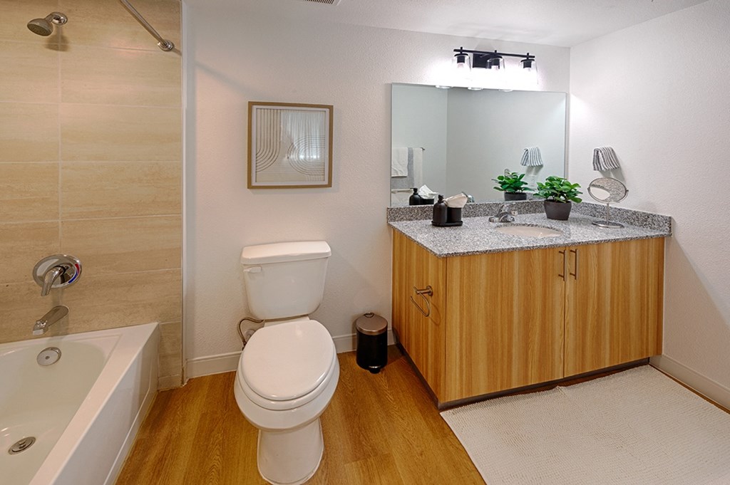 a bathroom with a toilet and a sink and a bath tub