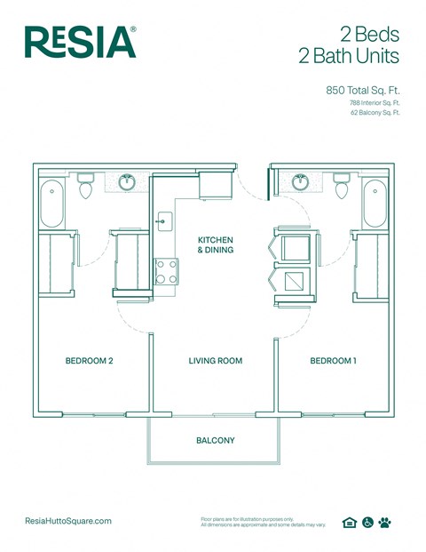 a floor plan of a 2 bedroom apartment at rssa