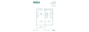 a floor plan of a 1 bedroom unit at rssa